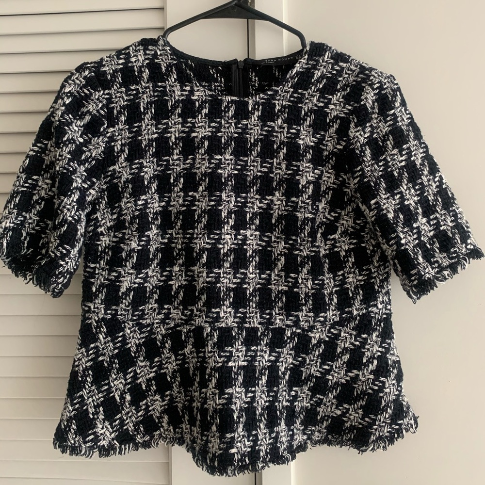 Zara top with houndstooth pattern